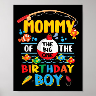ビッグワンを釣り上げたママ 初めての誕生日 お魚おめでとう ポスター
