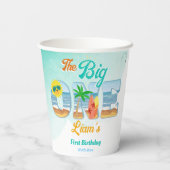 ビッグワンサーフィンビーチ夏の誕生日の食器 紙コップ (裏面)