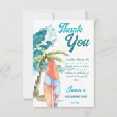ビッグワンサーフィンレトロビーチパーティー感謝していユー サンキューカード (正面)