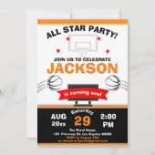 ビッグワンバスケットボールコートスポーツゲーム誕生日 招待状 (正面)