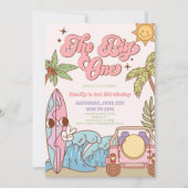 ビッグワンビーチサーフレトロ1歳誕生日パーティー 招待状 (正面)