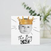 ビッグワンファースト誕生日フォト白黒 招待状 (スタンド正面)