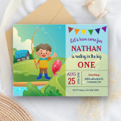 ビッグワンボーイズフィッシング 1歳の誕生日パーティー インビテーションポストカード