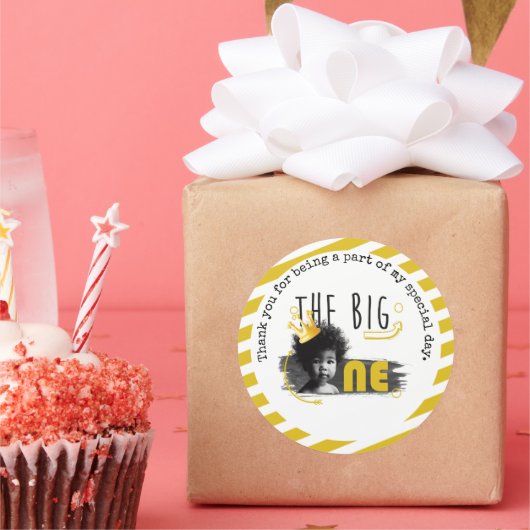 ビッグワン男の赤ちゃん誕生日ありがとう ラウンドシール (パーティー)