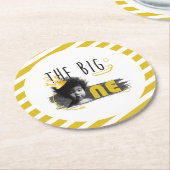 ビッグワン男の赤ちゃん誕生日 ラウンドペーパーコースター (アングル)