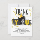 ビッグワン第1誕生日フォト白黒黄 サンキューカード (正面)