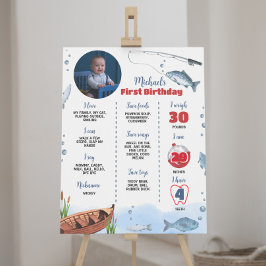 ビッグワン魚釣り初の誕生日マイルストーンのサイン ポスター