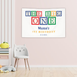 ビッグワン おもちゃのブロック カラフル レトロ 1歳誕生日 横断幕