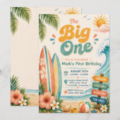 ビッグワン ビーチ 誕生日 招待状 (正面/裏面)