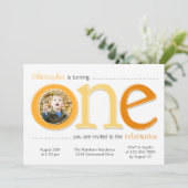 ビッグワン(フォト切り出し誕生日カード付き) -オレンジ 招待状 (スタンド正面)