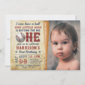 ビッグワン！ベースボール　ファーストバースデイ　フォト 招待状 (正面)