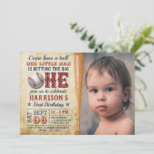 ビッグワン！ベースボール　ファーストバースデイ　フォト 招待状 (スタンド正面)