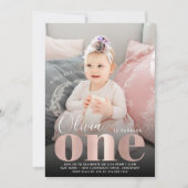 ビッグワン |誕生日パーティーの最初の写真 招待状 (正面)