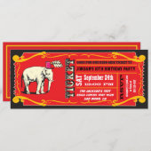 ビッグヴィンテージサーカスチケット誕生日パーティー 招待状 (正面/裏面)