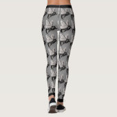ビッグ不気味な白黒ビーズオンウィングスカル レギンス (裏面)