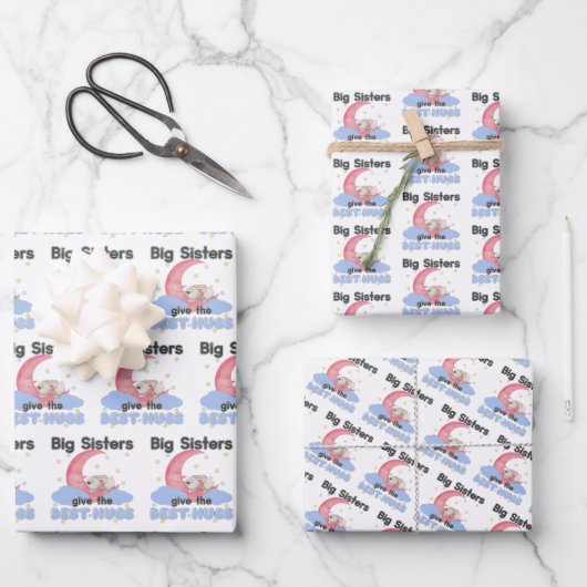 ビッグ与えシスター最高のザハグ – Moon Bunny ラッピングペーパーシート (正面)