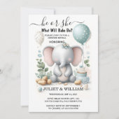 ビッグ動物園ベビー白象誕生性リビール 招待状 (正面)