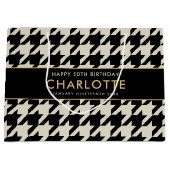 ビッグ千鳥格子の誕生日50thオフホワイト ラージペーパーバッグ (正面)