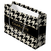 ビッグ千鳥格子の誕生日50thオフホワイト ラージペーパーバッグ (正面アングル)