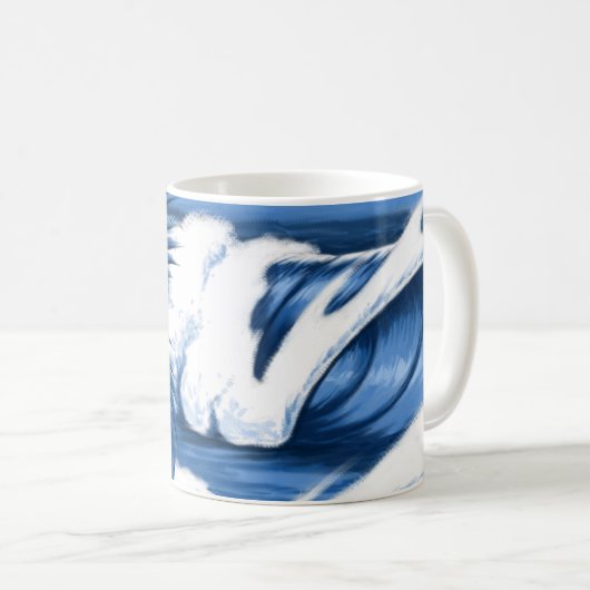 ビッグ図解入りの、写真付きのウェーブハワイアンサーフ コーヒーマグカップ (正面右)