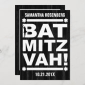 ビッグ型バルミツワー招待状インブラック 招待状 (正面/裏面)