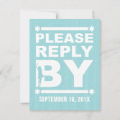 ビッグ型バルミツワー返信カードインライトティール（緑がかった色） 招待状 (裏面)