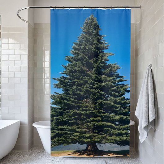 ビッグ巨大な松の木の自然恋人ウッドランドエスケープ シャワーカーテン
