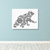 ビッグ幾何学模様ベアアート大人のカラーリングページ キャンバスプリント (インサイチュ (ウッドフロア))