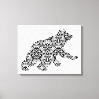 ビッグ幾何学模様ベアアート大人のカラーリングページ キャンバスプリント