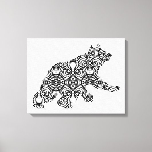 ビッグ幾何学模様ベアアート大人のカラーリングページ キャンバスプリント (正面)