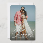 ビッグ応援ホワイトスクリプトモダン新年のフォトカード シーズンカード (正面)