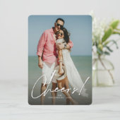 ビッグ応援ホワイトスクリプトモダン新年のフォトカード シーズンカード (スタンド正面)