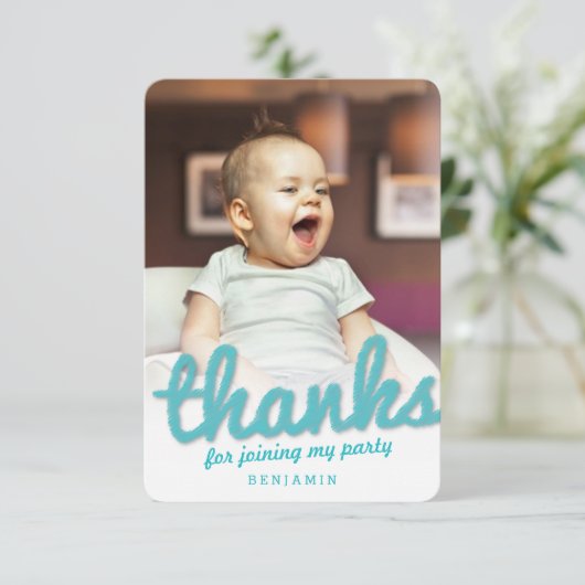 ビッグ感謝していスはっきりしたScript Kidの誕生日写真 サンキューカード (スタンド正面)