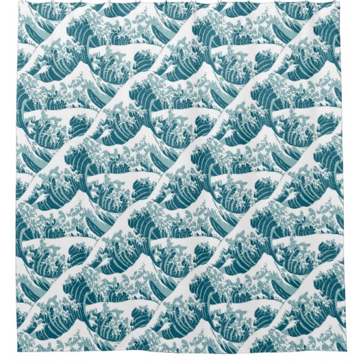 ビッグ日本のウェーブサ絵を描ーフパターン シャワーカーテン (正面)