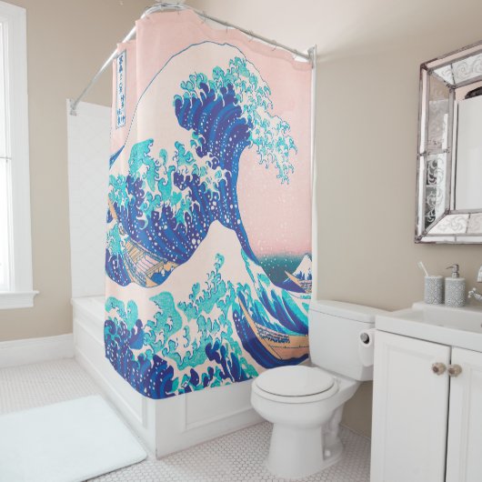 ビッグ日本のウェーブサ絵画ーフシャワーカーテン シャワーカーテン (インサイチュ)