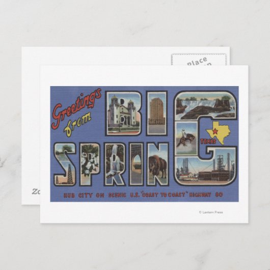 ビッグ春,テキサス州 – ラージレターシーン ポストカード (正面/裏面)