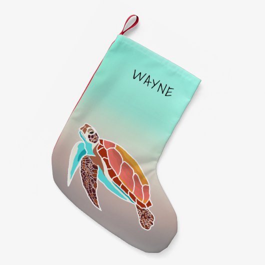 ビッグ海のウミガメ海の泡クリスマスストッキング スモールクリスマスストッキング (正面 (吊り時))