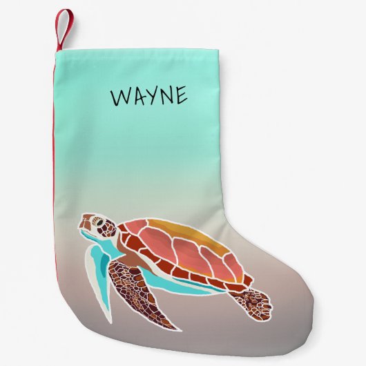 ビッグ海のウミガメ海の泡クリスマスストッキング スモールクリスマスストッキング (正面)