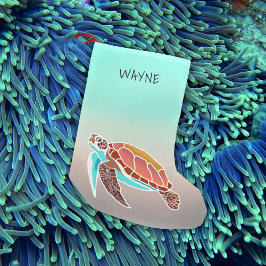 ビッグ海のウミガメ海の泡クリスマスストッキング スモールクリスマスストッキング