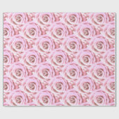 ビッグ淡い色のピンクローズ ラッピングペーパー (フラット)