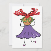 ビッグ眼鏡パープルドレス付き女の子招待状 招待状 (正面)