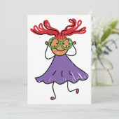 ビッグ眼鏡パープルドレス付き女の子招待状 招待状 (スタンド正面)