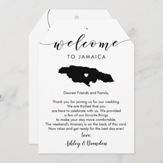 ビッグ結婚ジャマイカの歓迎ラベル旅行日程 (正面/裏面)