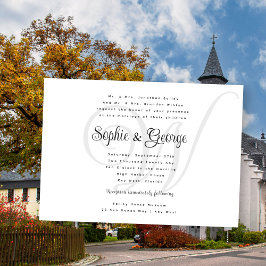 ビッグ結婚モノグラム黒n白招待状 招待状