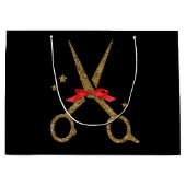 ビッグ美容師ゴールデングリッターはさみギフト ラージペーパーバッグ (正面)