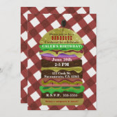 ビッグ脂っこいハンバーガーサマークックアウトレッド招待状 招待状 (正面/裏面)