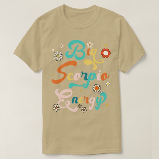 ビッグ蠍座ヴィンテージ〔占星術の〕十二宮図星占い花 Tシャツ (デザイン正面)