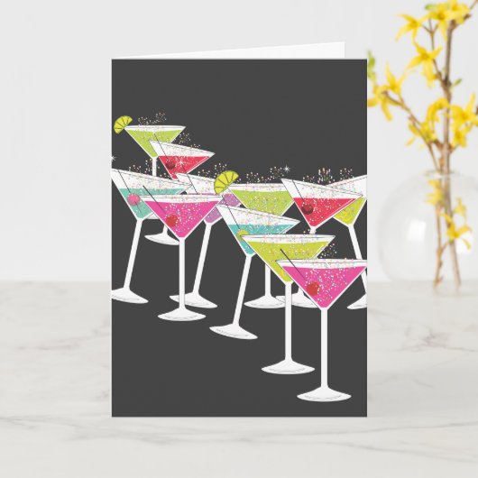 ビッグ誕生日グリーティングカーおもしろいドのカクテル カード (黄色い花)