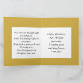 ビッグ誕生日モマイエローフラワーズスクリプト文字 カード (内部)