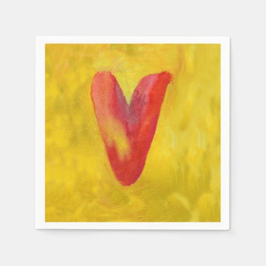 ビッグ赤いハート スタンダードカクテルナプキン (正面)